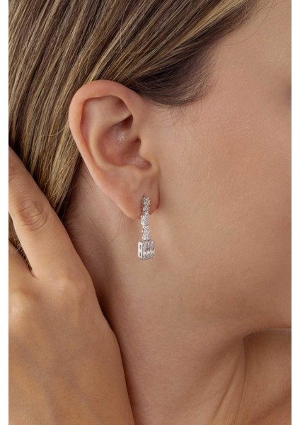 Baget Taşlı Rodyum Kaplama Su Yolu 925 Ayar Gümüş Küpe fiyatları