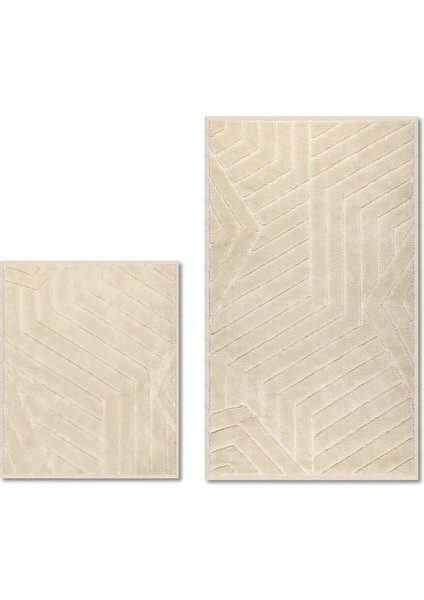 Way Doğal Pamuklu 2'li Banyo Paspas Seti 50X60+60X100 Beıge