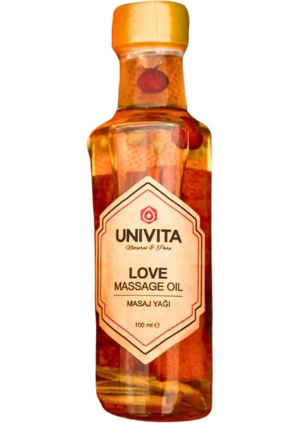 Univita Love Afrodizyak Aromaterapi Masaj Yağı Cilt Besleyici Nemlendirici Bitkisel Vücut Body Oil 100 ml
