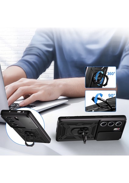 Tecno Camon 40 4g Kılıf Kamera Korumalı Sürgülü Yüzüklü Armor Military Tank Kızaklı Kapak fırsatları