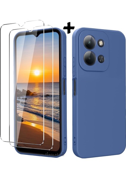 Xiaomi Redmi 15C Kılıf Kamera Korumalı Yumuşak Renkli Mat Silikon + 9h Ekran Koruyucu Cam 2in1 Set