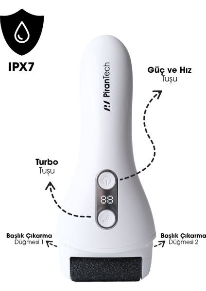 BCM-1138T LED Ekran Göstergeli Turbo Modlu Su Geçirmez Ayak Bakım Törpü Makinesi