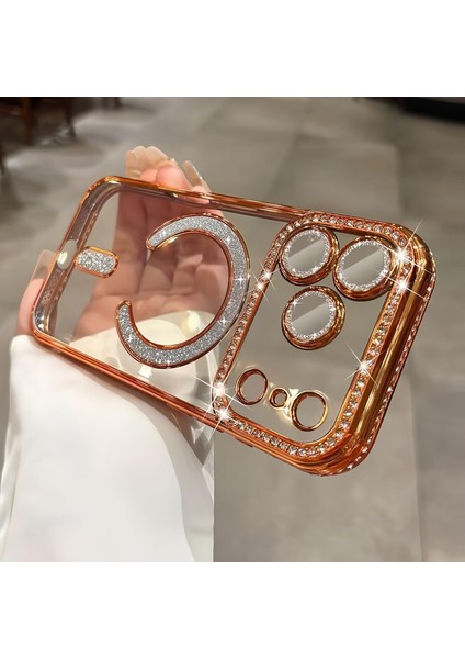 Apple iPhone 17 Pro Kılıf Simli Taşlı Lens Korumalı Arkası Şeffaf Kenarı Renkli Parlak Magsafe Kapak fırsatları