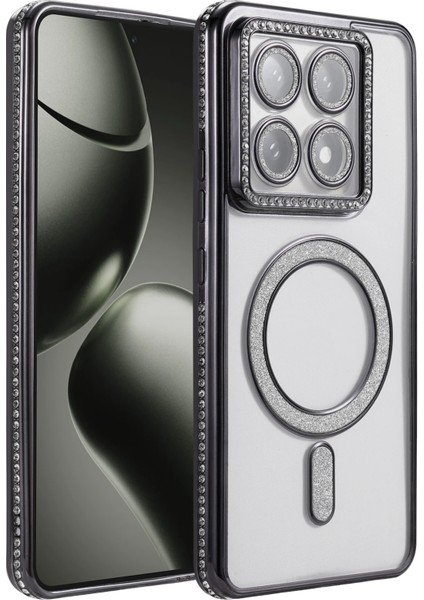 Xiaomi Mi 14T Pro Kılıf Simli Taşlı Lens Korumalı Arkası Şeffaf Kenarı Renkli Parlak Magsafe Kapak fiyatları