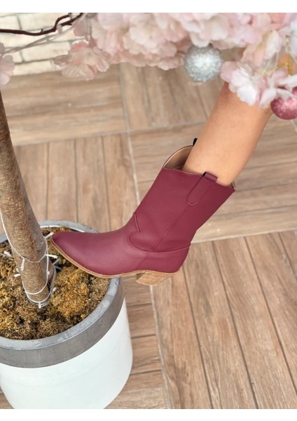 Alora Büyük Numara Uzun Kovboy Kadın Botu Suni Deri Western Stil