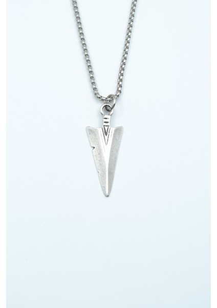 Ok Ucu Gümüş Kaplama Örme Zincir Kolye