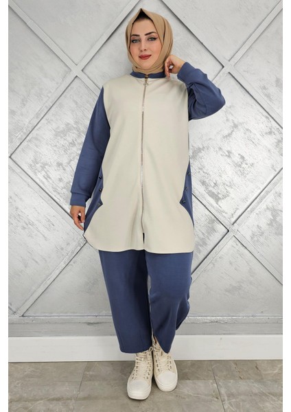 Kadın Fermuarlı Düğme Detaylı Tesettür Takım modelleri