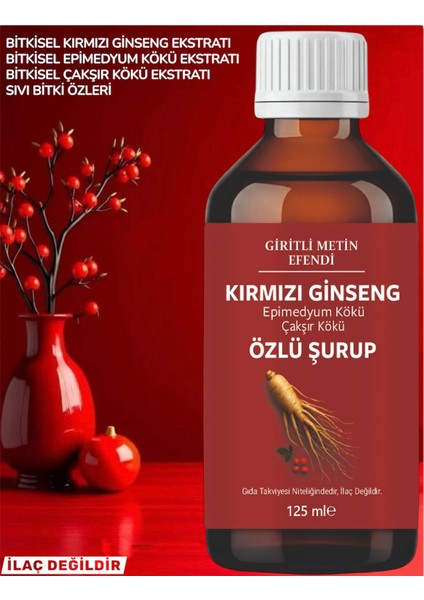 Kırmızı Ginseng,bitkisel Epimedyum Kökü,çakşır Kökü Özlü 125 ml Takviye Edici Şurup Güç ve Kuvvet fiyatları