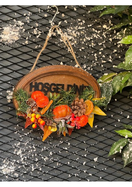 Yılbaşı Konsept Ahşap Kapı Süsü No:3