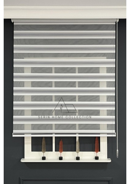 Siyah Geçişli Dar Plise Zebra Stor Perde (Dayanıklı Alüminyum Kasa)