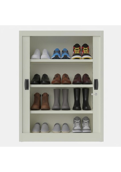 Sürgülü Kapaklı Metal Ayakkabılık – Geniş Raflı Kiler & Arşiv Dolabı modelleri