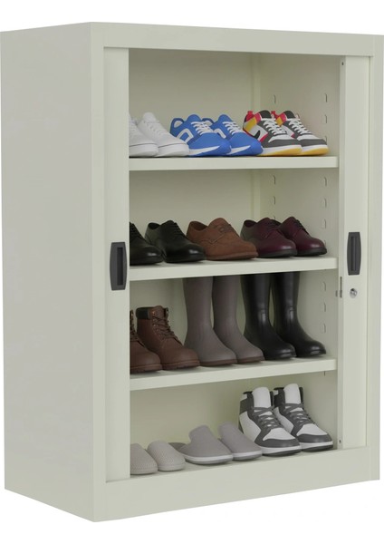 Sürgülü Kapaklı Metal Ayakkabılık – Geniş Raflı Kiler & Arşiv Dolabı indirimleri