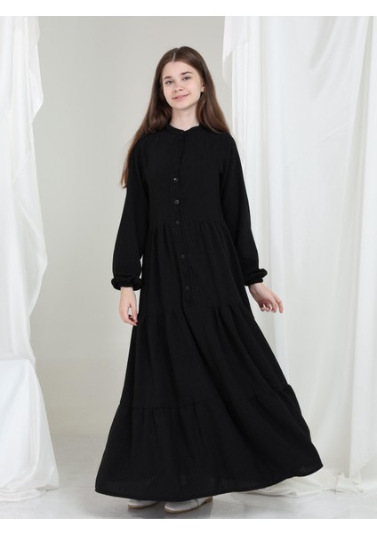 Elara Kız Çocuk Kadife Elbise Siyah