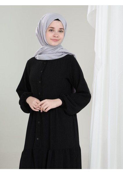 Elara Kız Çocuk Kadife Elbise Siyah