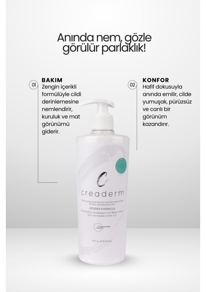 Atodex Formula Kuru ve Hassas Ciltler İçin Nemlendirici Bakım Kremi 500 ml modelleri