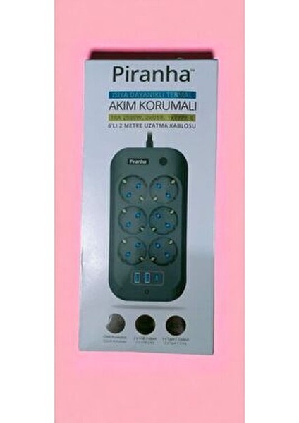 Akım Korumalı Uzatma Kablosu 2 m 6 Prizli USB Portlu Çocuk Koruma Özellikli indirimleri