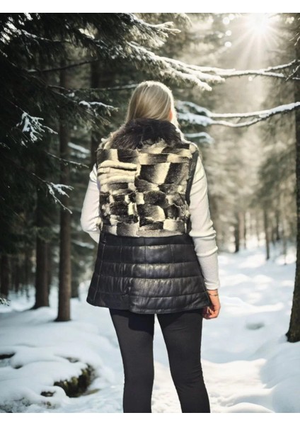 Kadın Kolsuz Hakiki Deri Kürk - Siyah fiyatları