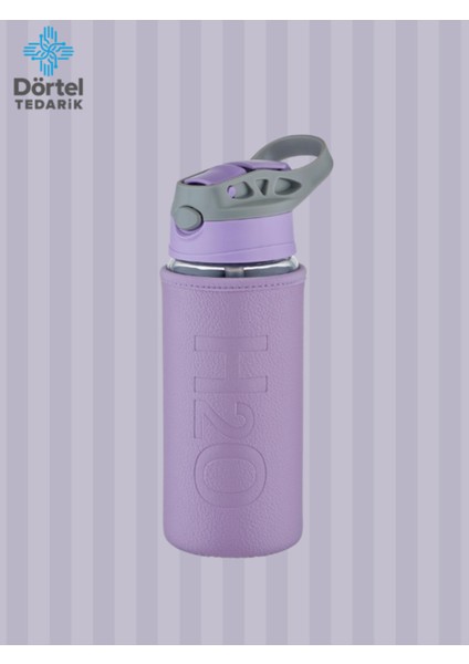 H2O Deri Kılıflı Pipetli Cam Matara 500 ml