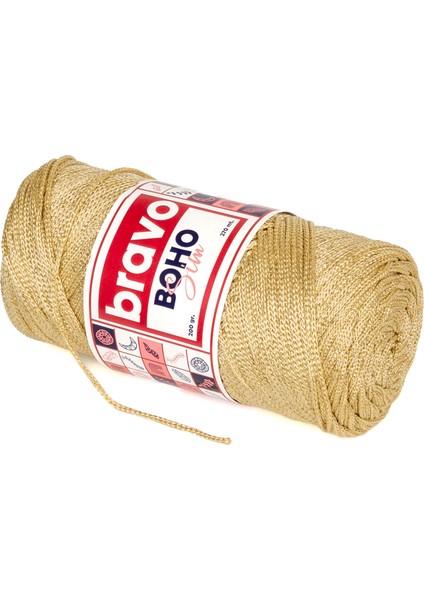 Boho Simli Polyester Makrome Iplik 200 gr 270 Metre (Renk Kodu: 48) Bej
