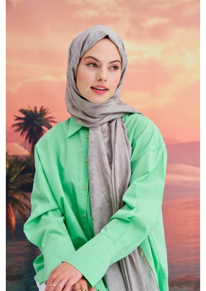 Kazayağı Italyan Jakar Ipekli Şal Füme