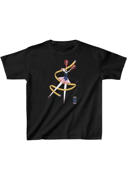 Unisex Çocuk Baskılı T-Shirt - Siyah