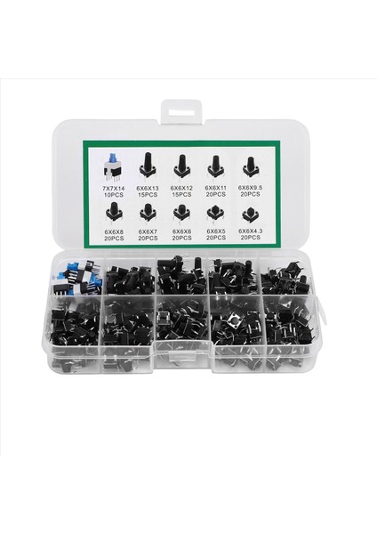 180 Adet 10 Basmalı Düğmeli Mini Anlık Tact Çeşitli Kitler (Yurt Dışından)