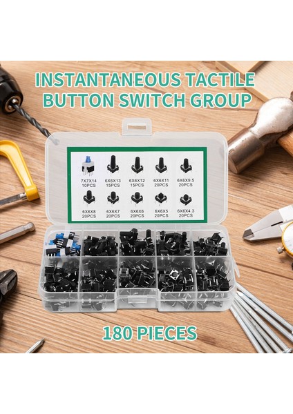 180 Adet 10 Basmalı Düğmeli Mini Anlık Tact Çeşitli Kitler (Yurt Dışından) fırsatları