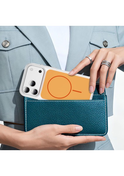 Iphone 17 Pro Max Kılıf Magsafe Şarj Özellikli Metal Butonlu Çift Renkli Tasarımlı Sert Silikon Kapak indirimleri