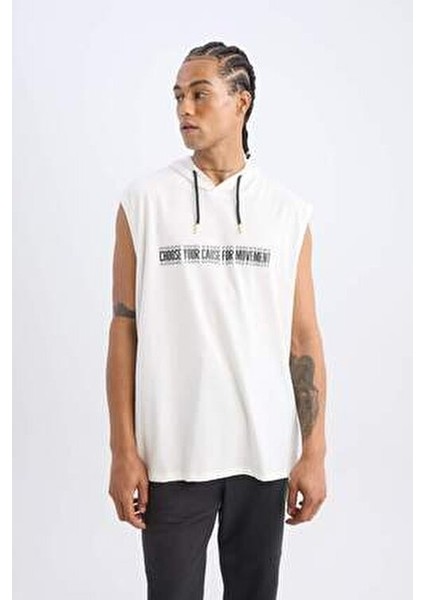 Fit Slim Fit Baskılı Kapüşonlu Atlet - A1819AX23SM