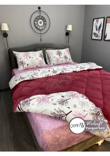 Çetinhome Çift Kişilik Desenli Welsoft Yorgan Seti Güz (Çarşafsız) fiyatları