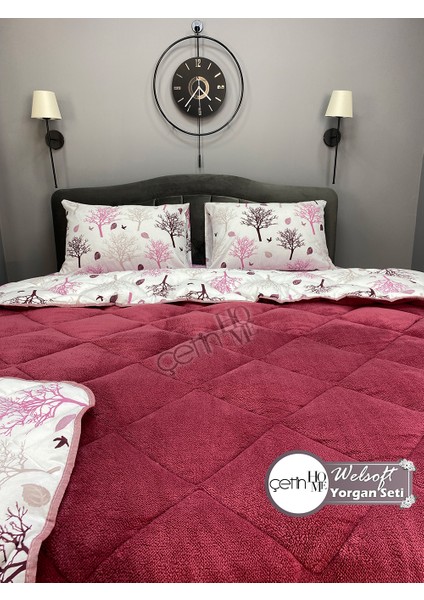 Çetinhome Çift Kişilik Desenli Welsoft Yorgan Seti Güz (Çarşafsız)