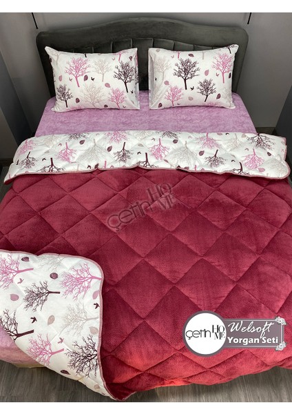 Çetinhome Çift Kişilik Desenli Welsoft Yorgan Seti Güz (Çarşafsız)