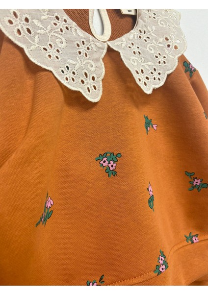 Kız Çocuk Yakalı Çiçek Desenli Takım modelleri