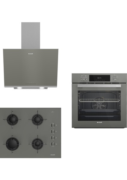 Fibona Gri Ankastre Set (Afc 330 G-Ade 606-4 G-Ocd T 651 Eg)