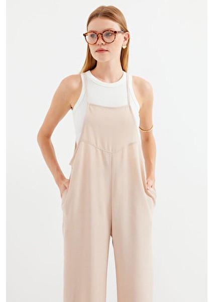 7019 Askılı Bahçıvan Tulum - Krem