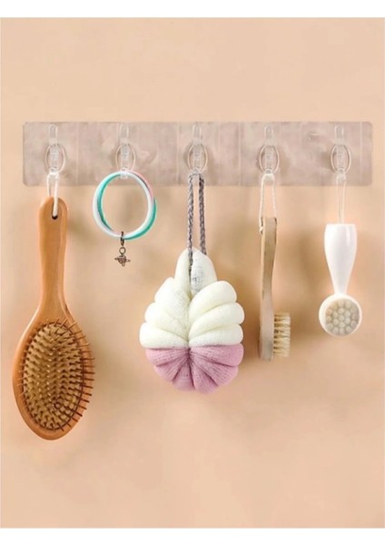 2 Adet Kendinden Yapışkanlı Güçlü Şeffaf 5li Askılık - Kapı Arkası Mutfak Duvar Banyo modelleri