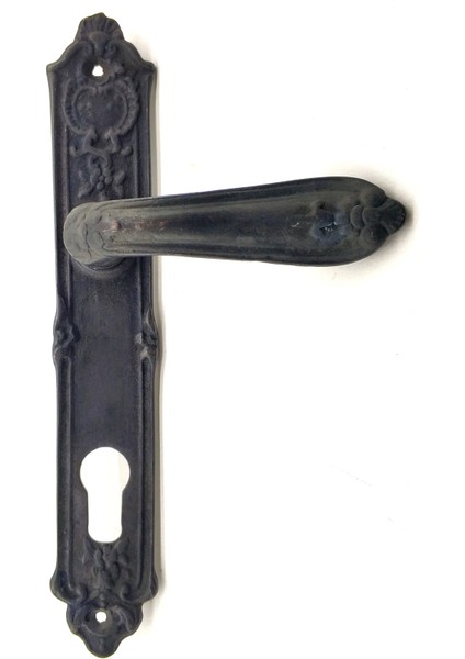 Antika Tarz Dekoratif Pirinç Çiçekli Yale Kapı Kolu - 240X40 Mm, Oksit fiyatları