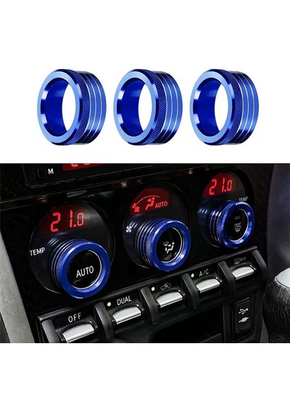 3 Adet Araba Orta Konsol Klima Düğmesi Ses Halkaları Trim Kapağı Mavi (Yurt Dışından) fiyatları