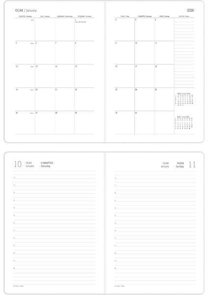 2026 Yılı A5 Tam Gün Ajanda 15X22 cm - 365 Gün Siyah indirimleri