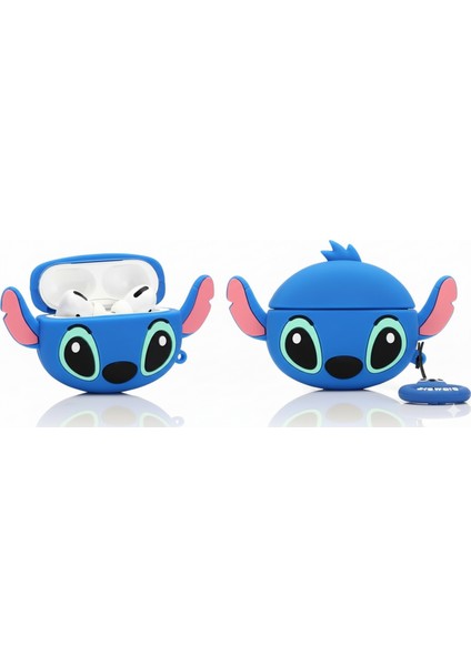 Airpods Pro 3. Nesil Uyumlu Sevimli Mavi Stitch Figürlü Darbe Önleyici Kulaklık Koruma Kılıfı fiyatları