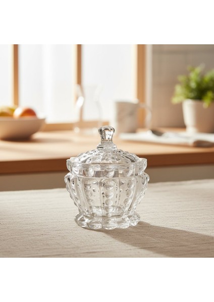 Point Nokta Desen Kapaklı Kristal Cam Şekerlik 13×9 cm fiyatları