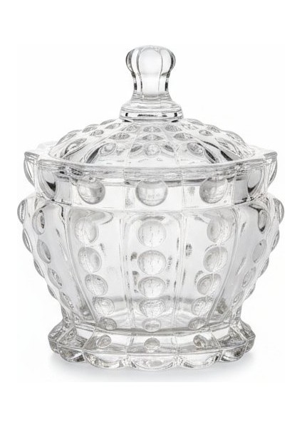 Point Nokta Desen Kapaklı Kristal Cam Şekerlik 13×9 cm modelleri