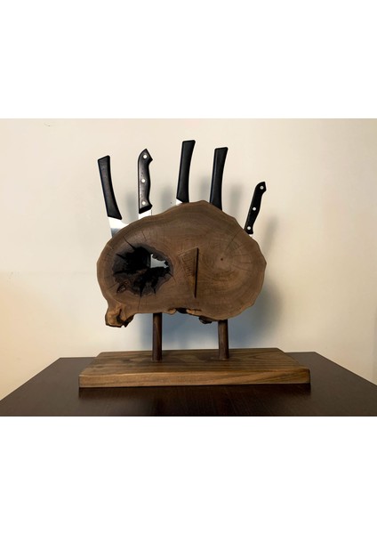 El Yapımı Doğal Ceviz Ağacı Magnetli Bıçaklık | Rustik Mutfak Dekoru | Organik Form Tasarım ve Güçlü Neodyum Mıknatıs fiyatları