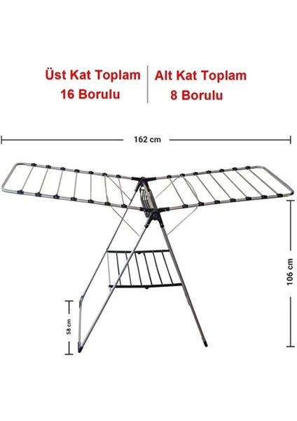 Iki Katlı Ekstra Kalın Borulu Çamaşır Kurutmalığı – Geniş Askı Alanı, Sağlam Gövde, Katlanabilir modelleri