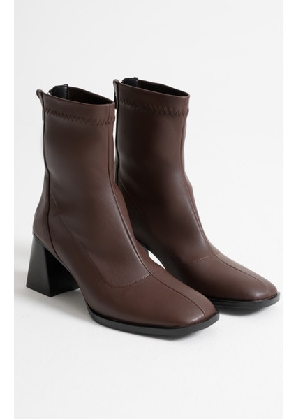 Anevra Acı Kahve Kalın Topuklu Streç Bot fırsatları