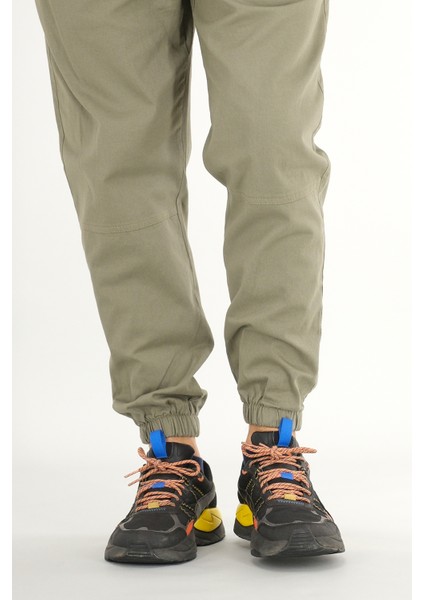 Erkek Açık Haki Jogger Pantolon Rahat Kesim Pamuklu Lastikli Paça Ipli