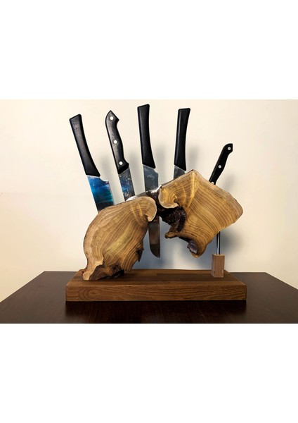 El Yapımı Kiraz ve Tütsülenmiş Kestane Ağacı Magnetli Bıçaklık | Rustik Mutfak Dekoru | Organik Form & Güçlü Neodyum Mıknatıs indirimleri