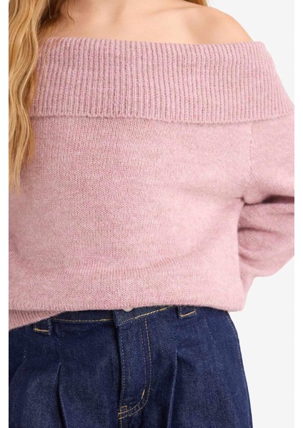 Kız Çocuk Omzu Açık Triko Kazak G1628A825AU fırsatları