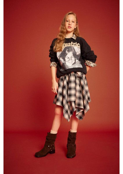 Kız Çocuk Asimetrik Kareli Etek G1897A825AU