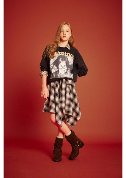 Kız Çocuk Asimetrik Kareli Etek G1897A825AU fiyatları